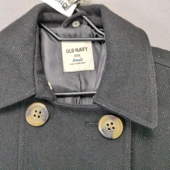 Old Navy Back Pea Coat Women's S Double Breasted, Tie Waist Belt Wool Blend - Picture 4 of 10